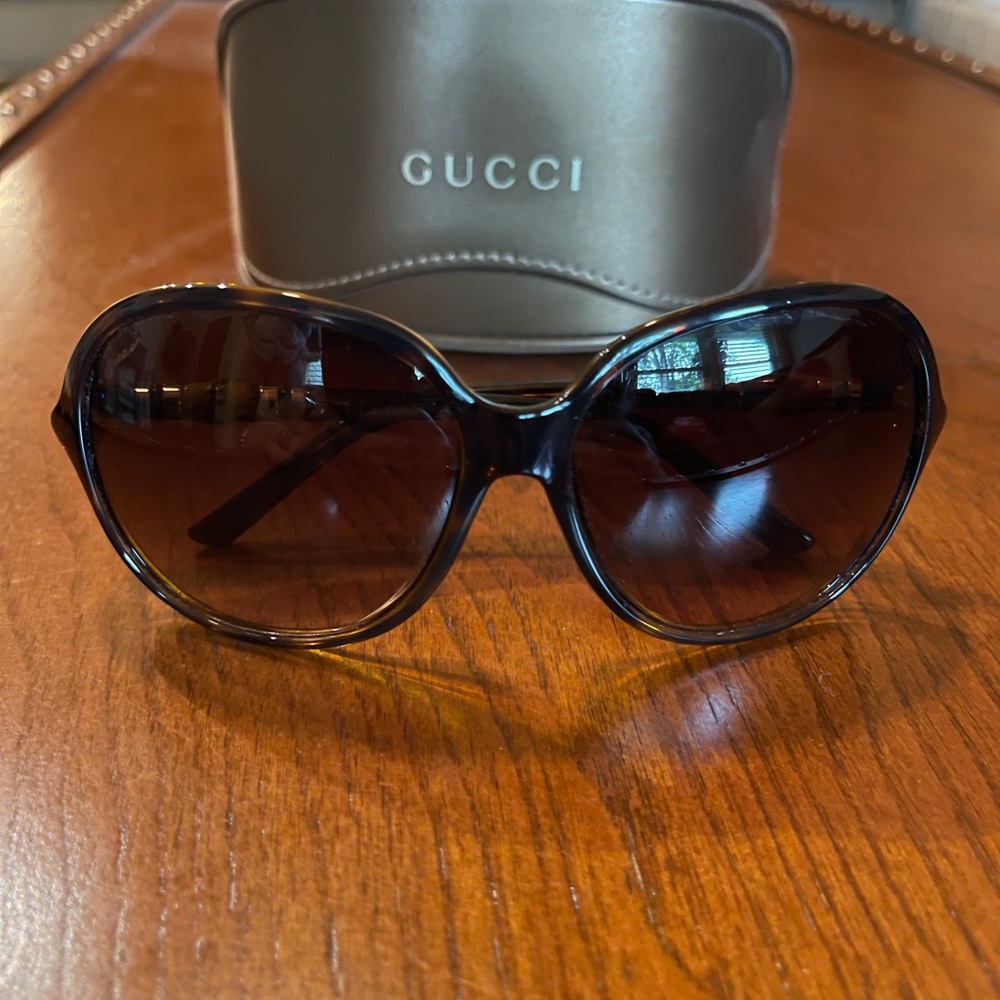 Gucci Havana Bamboo oval 100% UV Brown Sunglasses